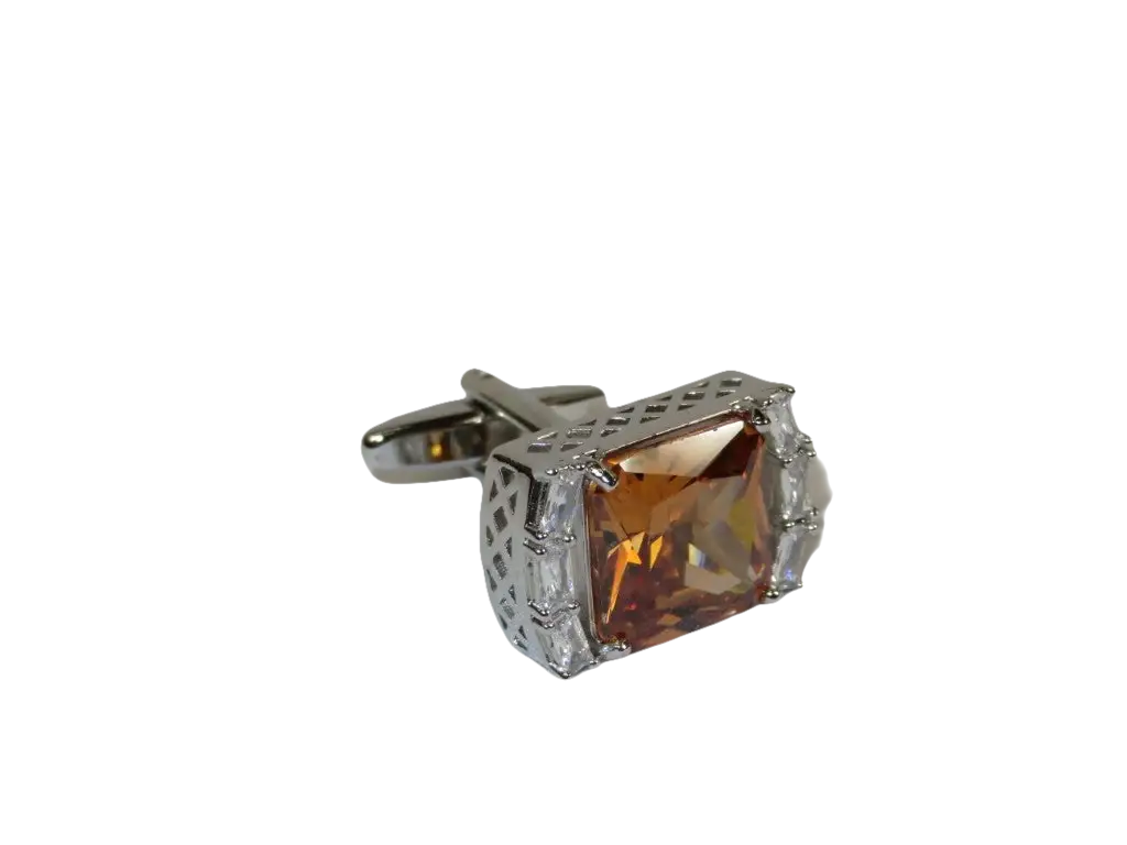 Men J.Valintin Cufflinks With Bold Stones Plated Gold Vito Rofolo V45-1