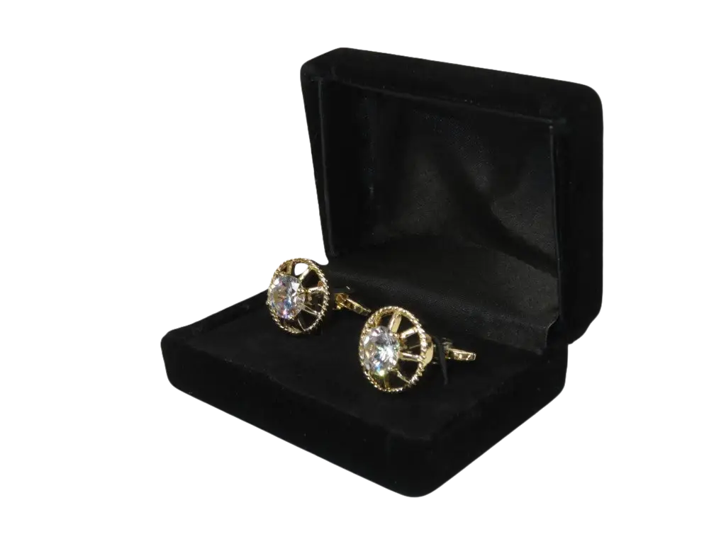 Men J.Valintin Cufflinks With Bold Stones Plated Gold Vito Rofolo V45-3