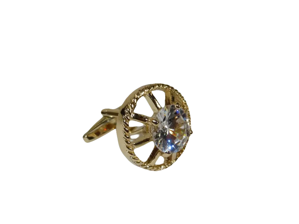 Men J.Valintin Cufflinks With Bold Stones Plated Gold Vito Rofolo V45-3