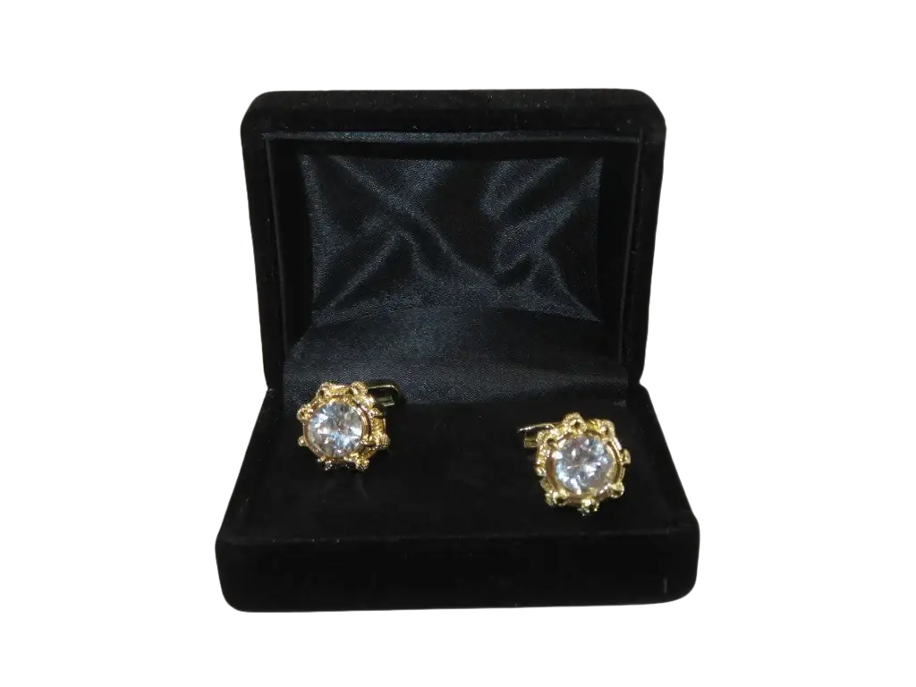 Men J.Valintin Cufflinks With Bold Stones Plated Gold Vito Rofolo V45-4