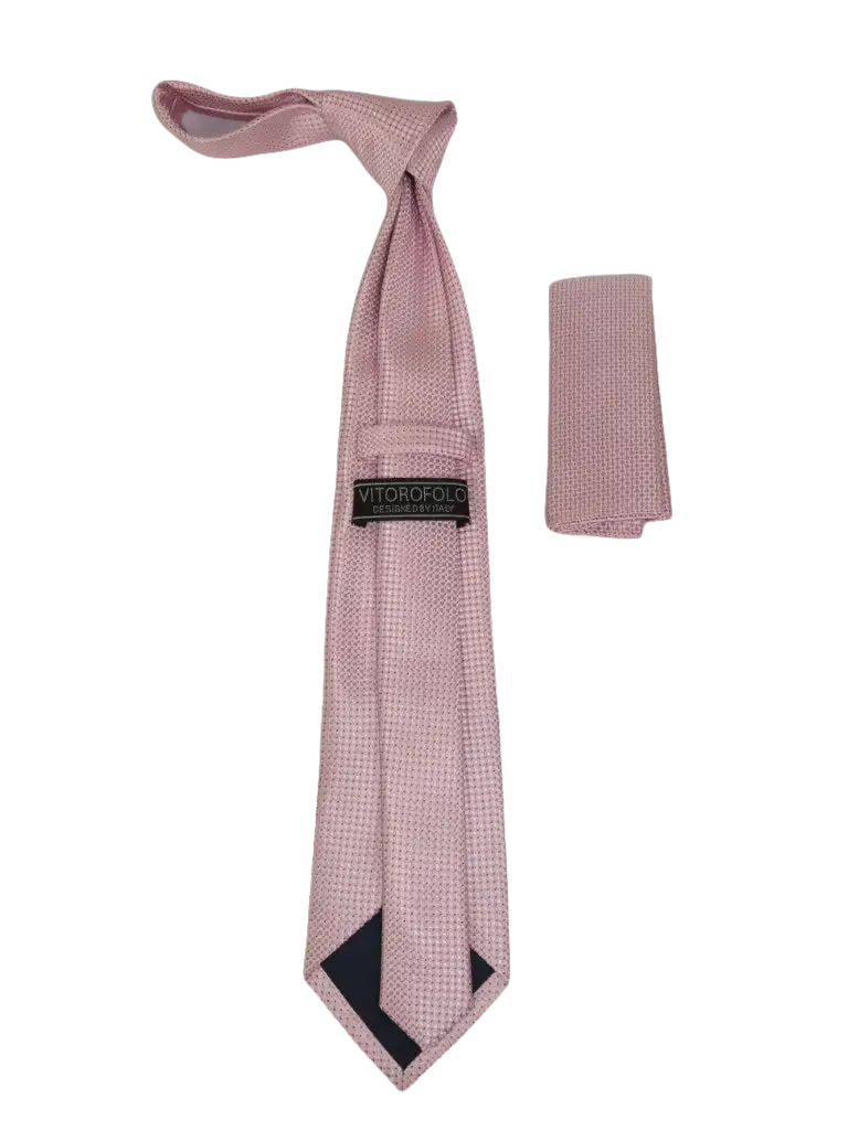 Men's Vito Rofolo From Italy Tie Hankie Gift Boxed 100% Silk VR-28 Pink Pique