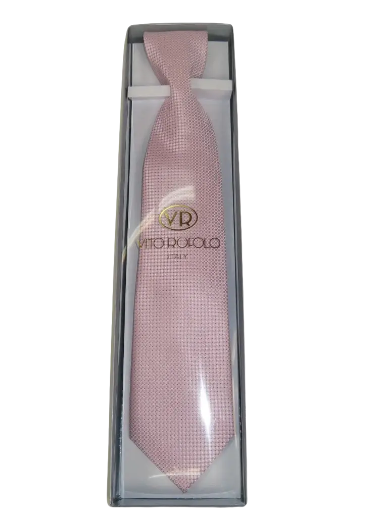 Men's Vito Rofolo From Italy Tie Hankie Gift Boxed 100% Silk VR-28 Pink Pique