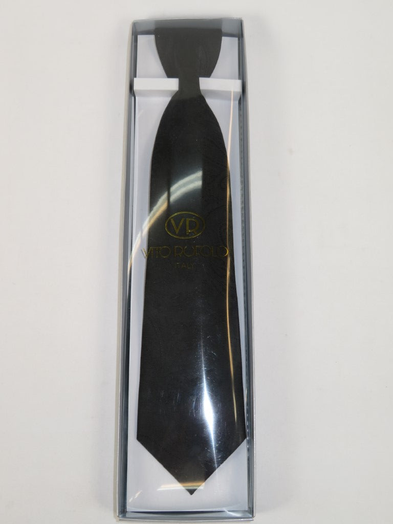 Men's Vito Rofolo From Italy Tie Hankie Gift Boxed 100% Silk VR-32 Black Paisley