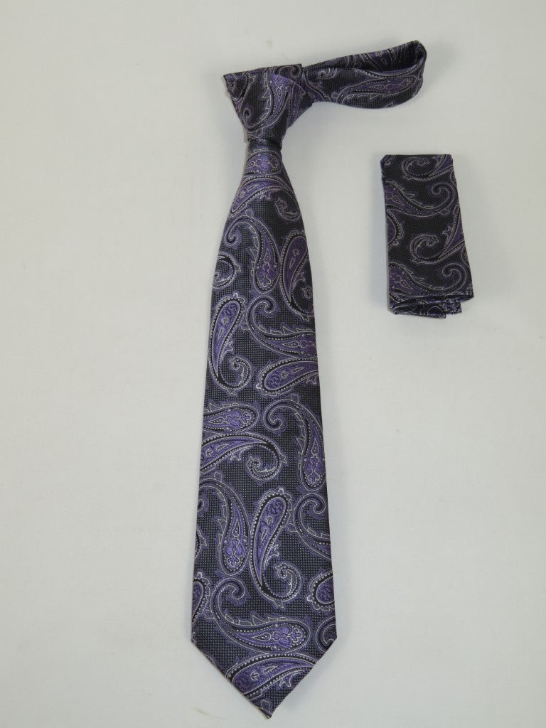 Men's Vito Rofolo Italy Tie Hankie Boxed 100% Silk VR-33 Purple Paisley