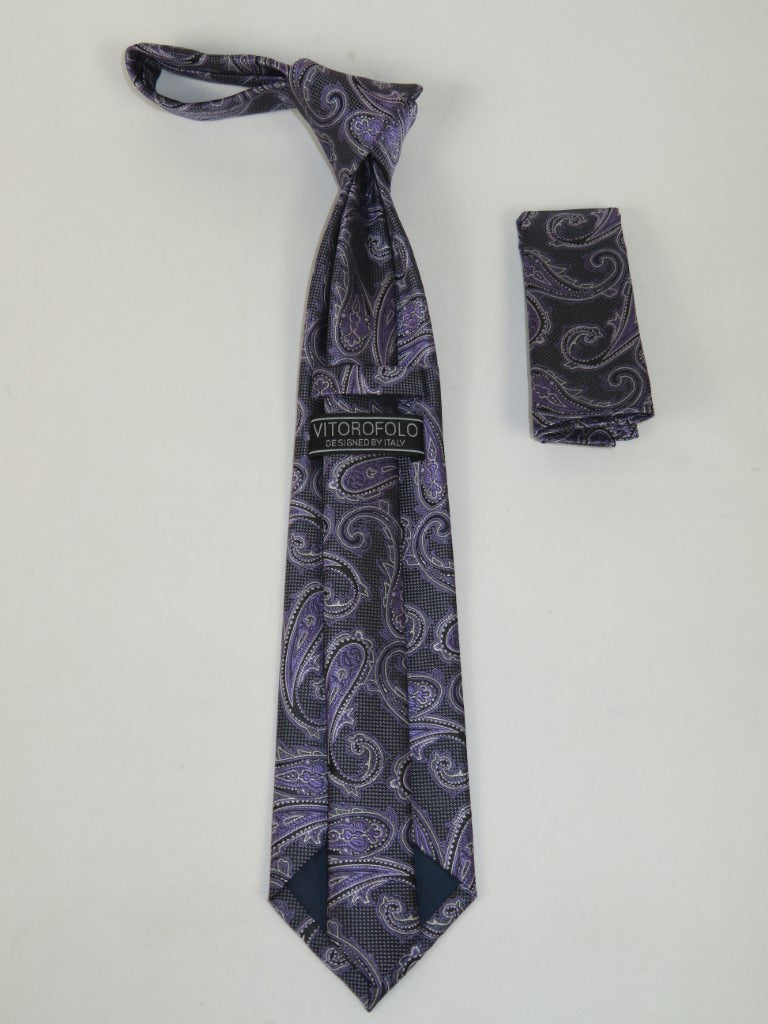 Men's Vito Rofolo Italy Tie Hankie Boxed 100% Silk VR-33 Purple Paisley