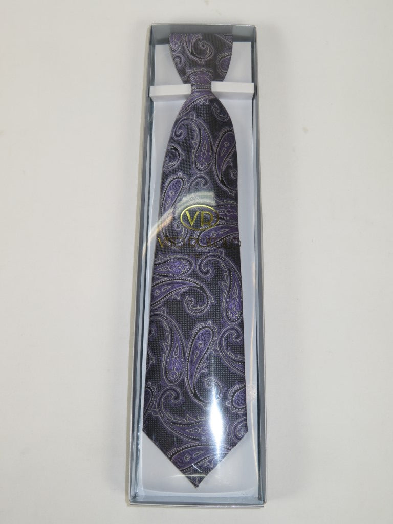 Men's Vito Rofolo Italy Tie Hankie Boxed 100% Silk VR-33 Purple Paisley