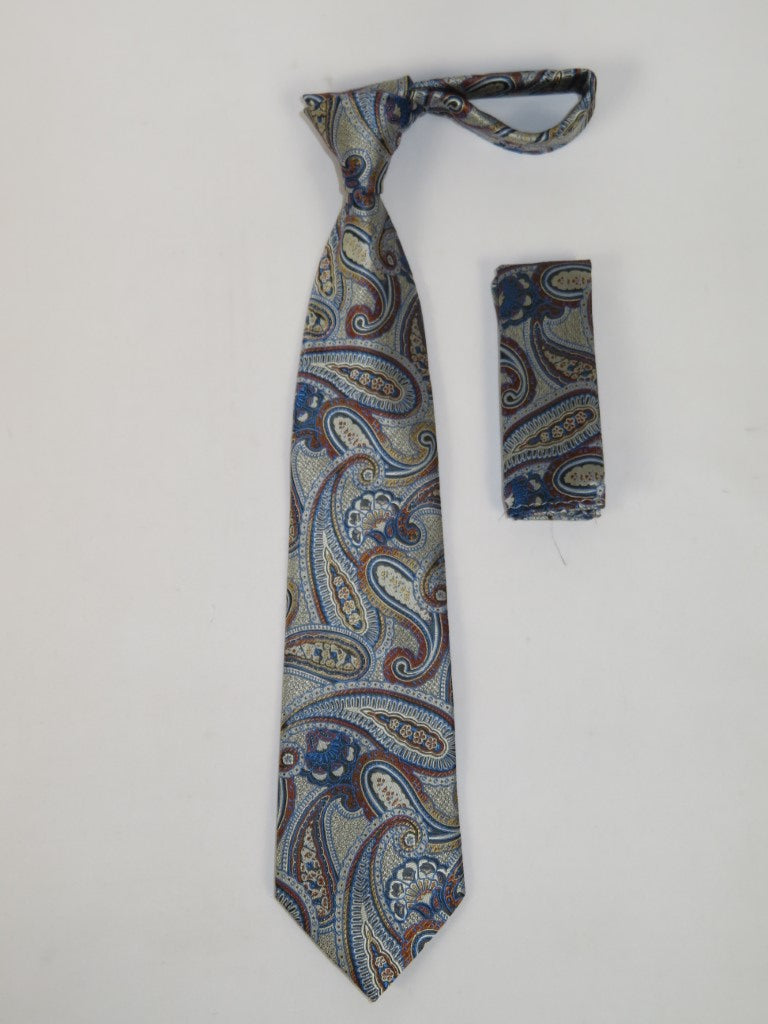 Men's Vito Rofolo From Italy Tie Hankie Gift Boxed 100% Silk VR-34 Brown Paisley