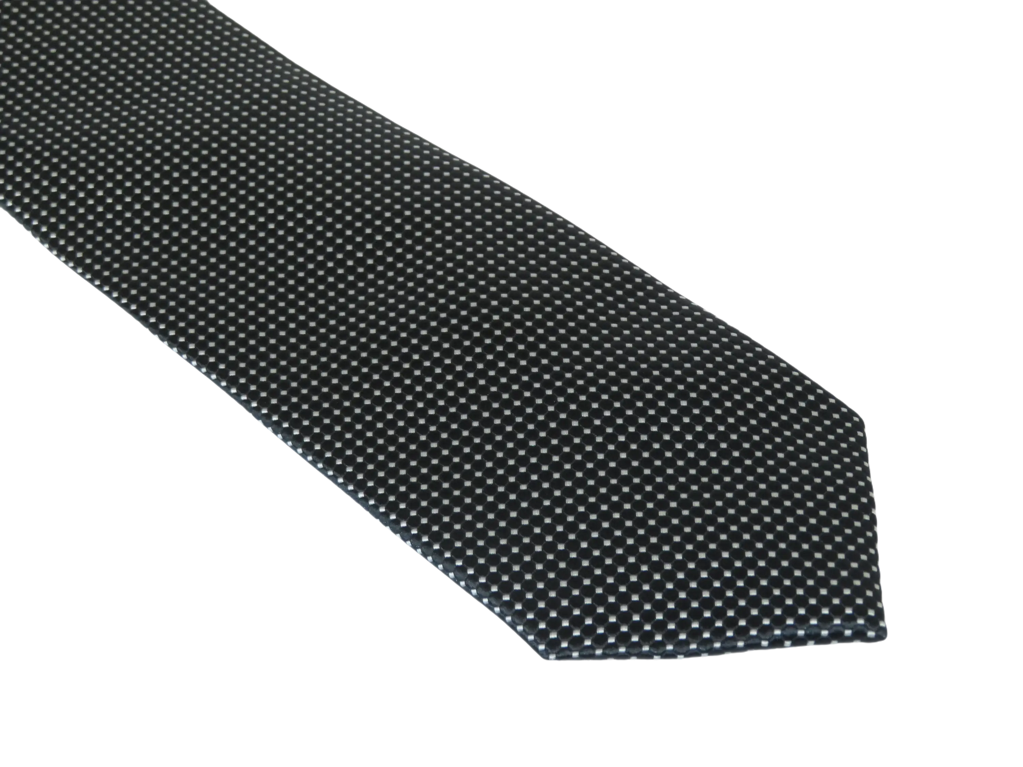 Mens Narrow Tie/Hankie Set Woven Vito Rofolo VTR-105 Black White Dots
