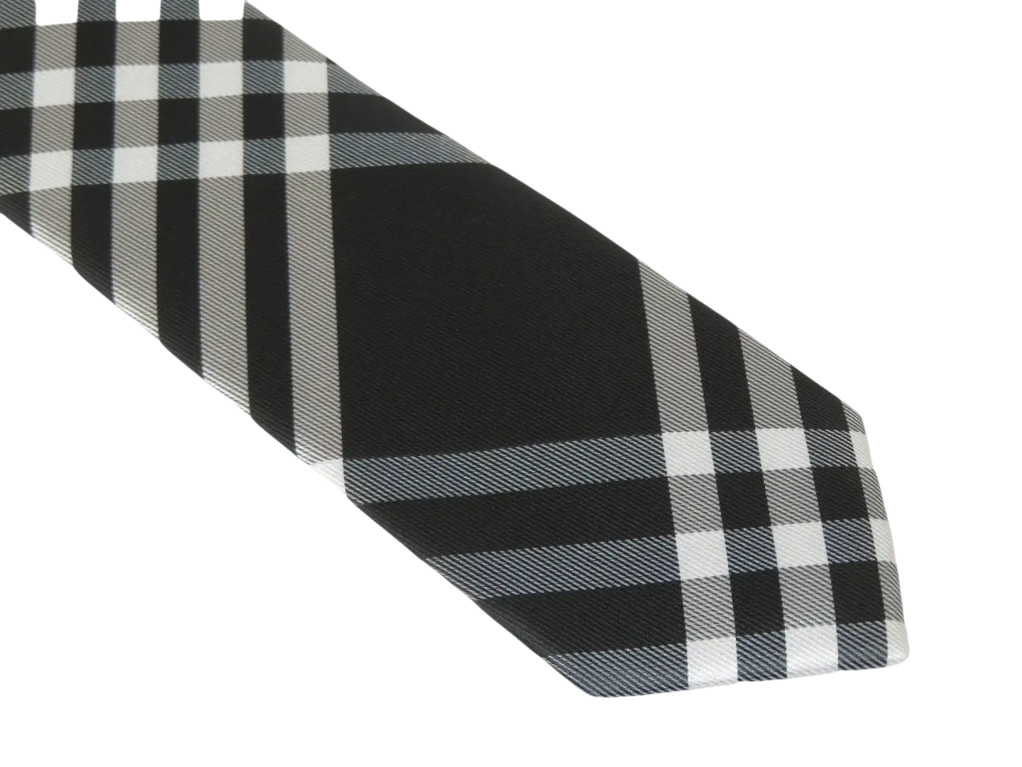 Mens Narrow Tie/Hankie Set Woven Vito Rofolo VTR-108 Black White Plaid