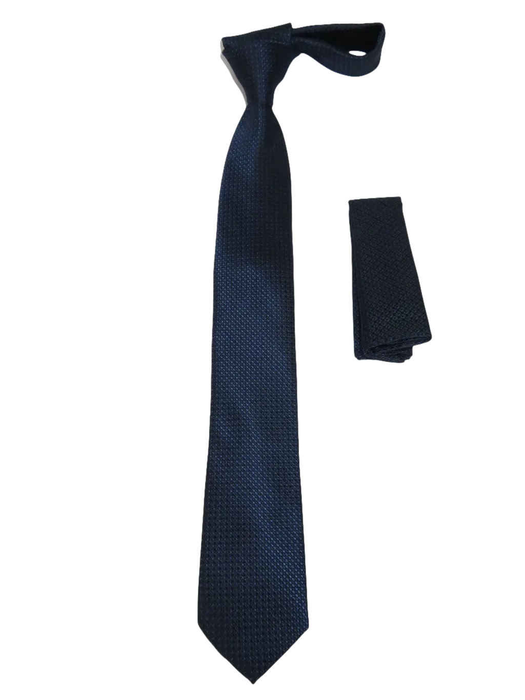Mens Narrow Tie/Hankie Set Woven Vito Rofolo VTR-113 Navy Blue Dots
