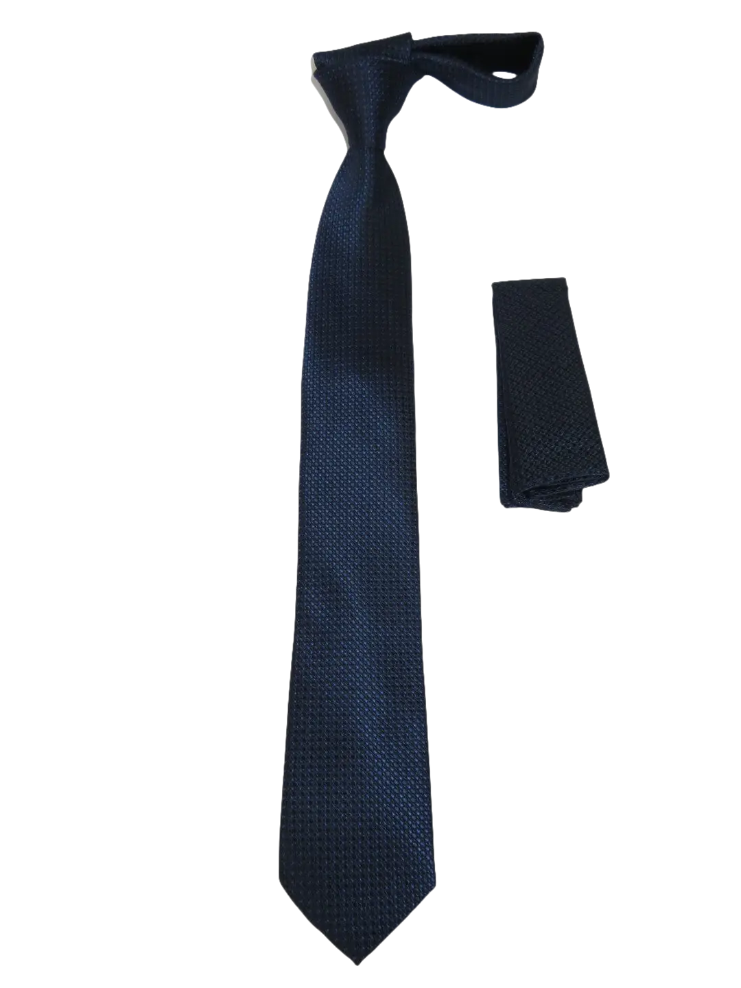 Mens Narrow Tie/Hankie Set Woven Vito Rofolo VTR-113 Navy Blue Dots