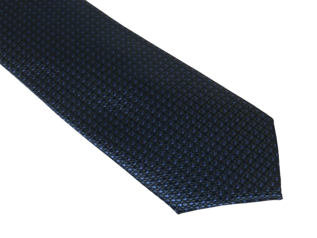 Mens Narrow Tie/Hankie Set Woven Vito Rofolo VTR-113 Navy Blue Dots