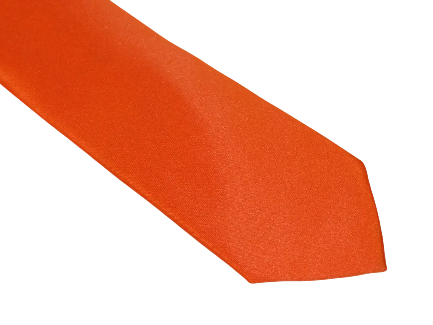 Mens Narrow Tie/Hankie Set Satin Silky Vito Rofolo VTR-93 Solid Orange