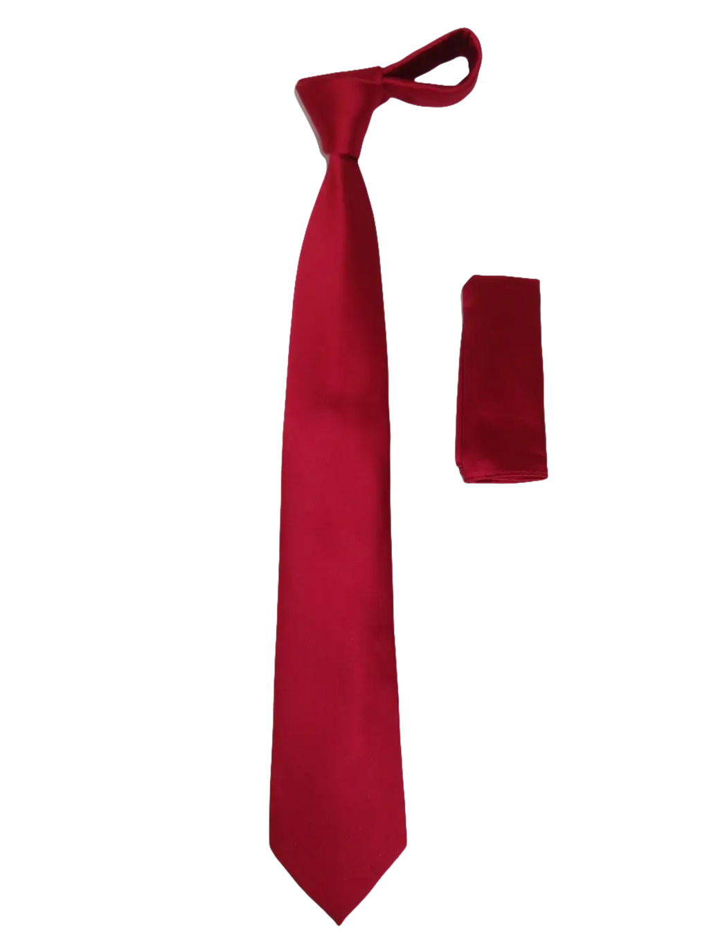 Mens Narrow Tie/Hankie Set Satin Silky Vito Rofolo VTR-94 Solid Red