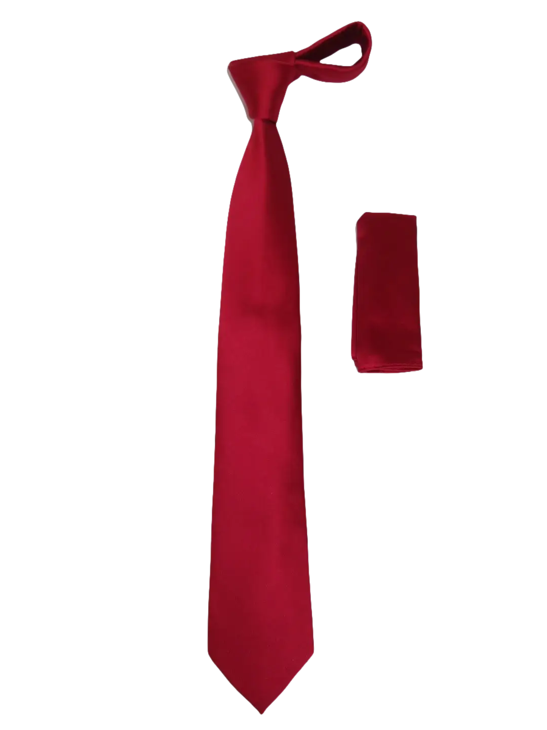 Mens Narrow Tie/Hankie Set Satin Silky Vito Rofolo VTR-94 Solid Red