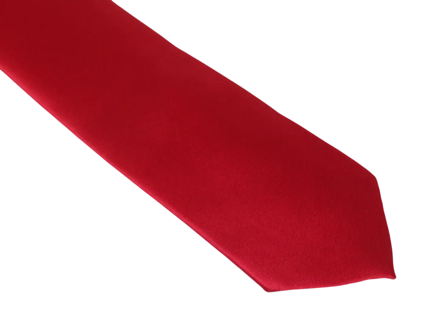 Mens Narrow Tie/Hankie Set Satin Silky Vito Rofolo VTR-94 Solid Red