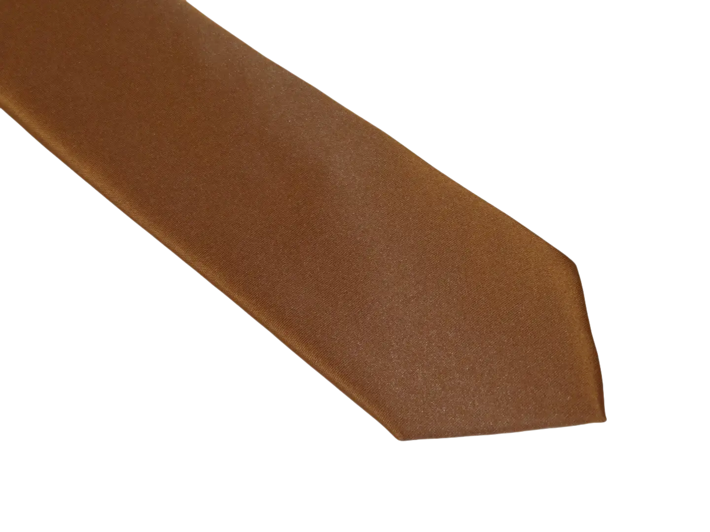 Mens Narrow Tie/Hankie Set Satin Silky Vito Rofolo VTR-96 Cognac Brown