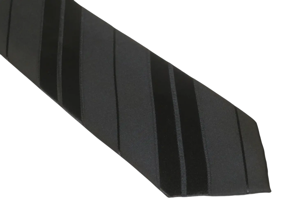 Mens Narrow Tie/Hankie Set Microfiber Silky Vito Rofolo VTR-97 Black Shadow
