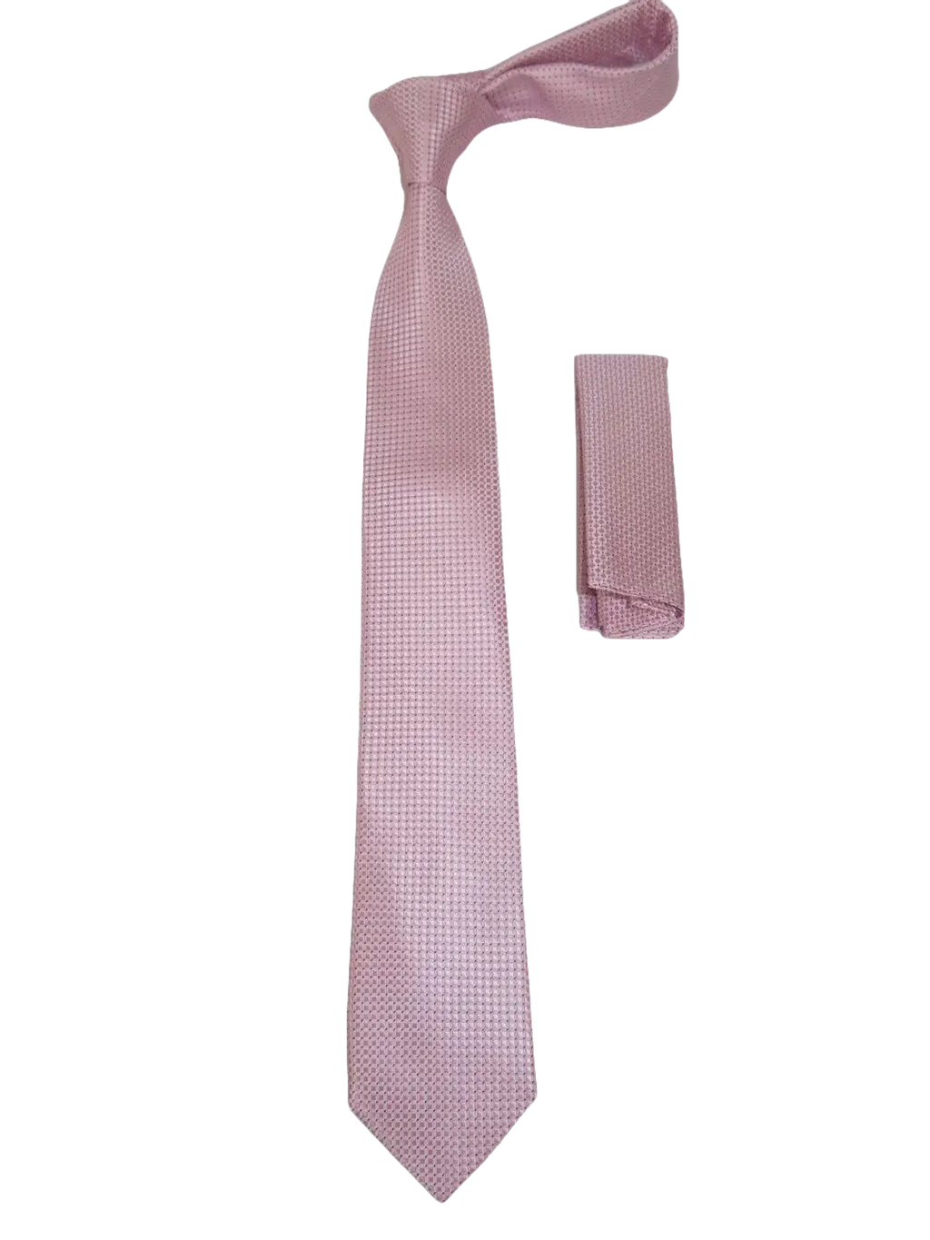 Mens Narrow Tie/Hankie Set Microfiber Silky Vito Rofolo VTR-98 Pink Dots