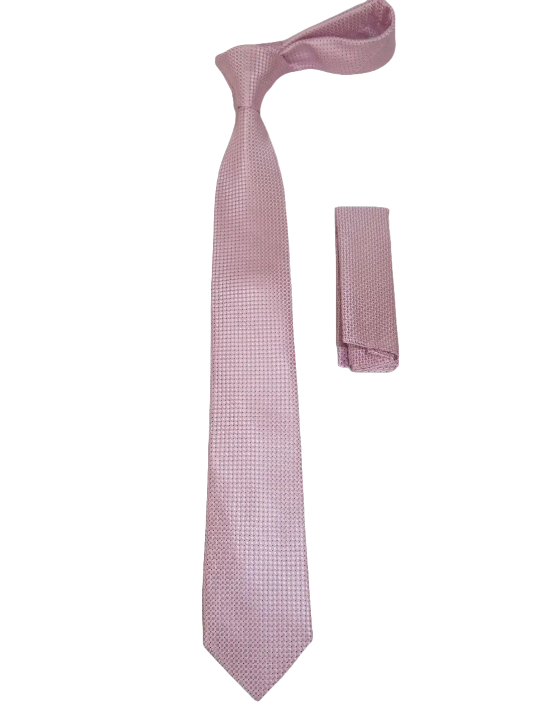 Mens Narrow Tie/Hankie Set Microfiber Silky Vito Rofolo VTR-98 Pink Dots