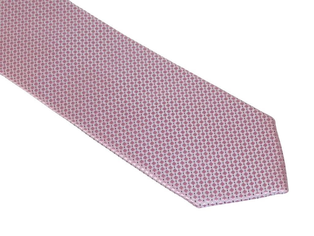 Mens Narrow Tie/Hankie Set Microfiber Silky Vito Rofolo VTR-98 Pink Dots