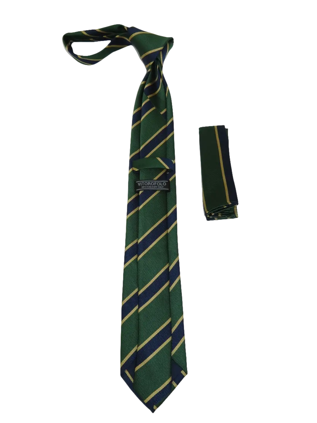 Mens Narrow Tie/Hankie Set Microfiber Silky Vito Rofolo VTR-99 Hunter Green