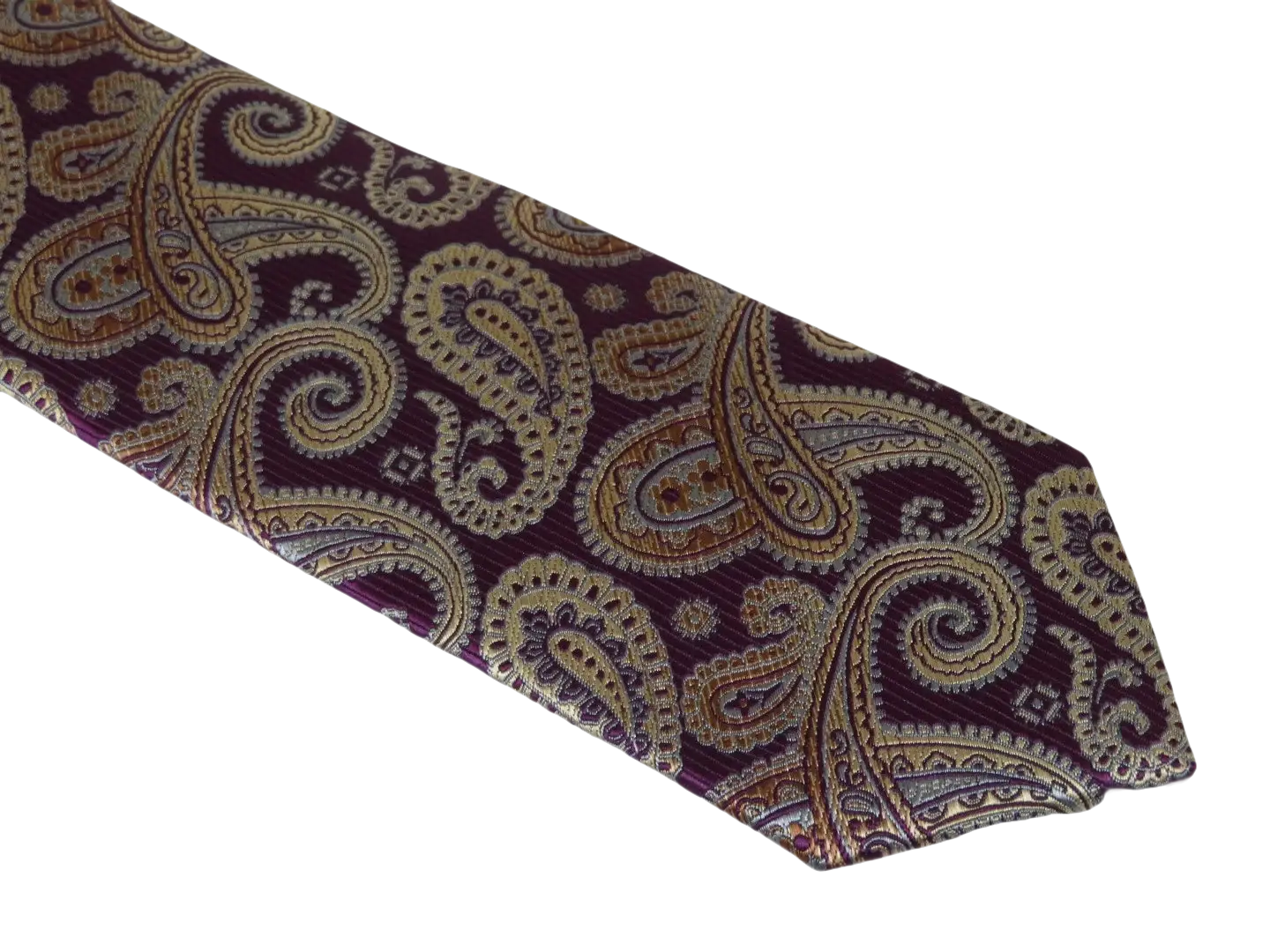 Mens Narrow Tie/Hankie Set Woven Vito Rofolo VTR-111 Wine Tan Paisley