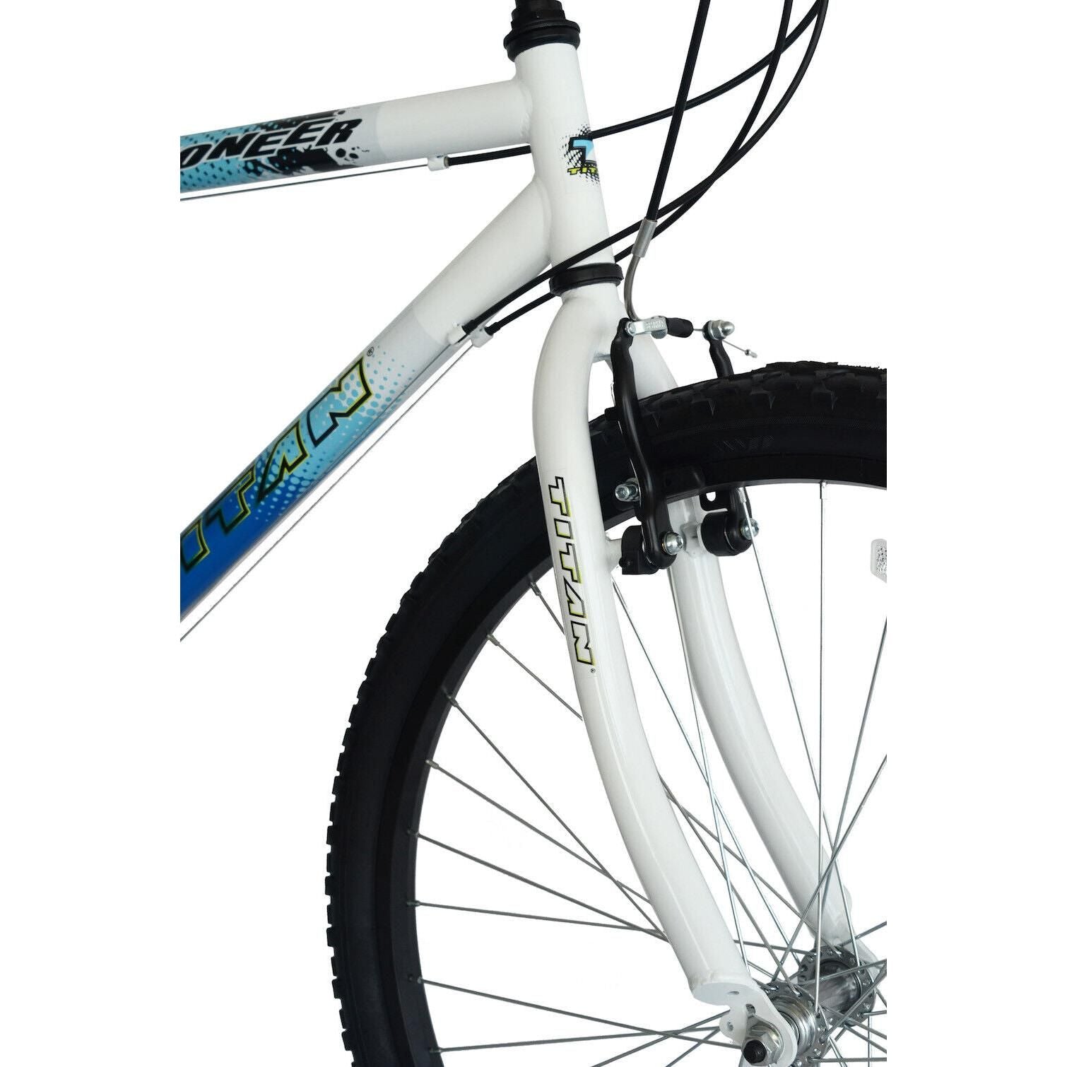 Titan Pioneer 18-Speed Steel Men's Mountain Bike, Blue White Fast Shipping